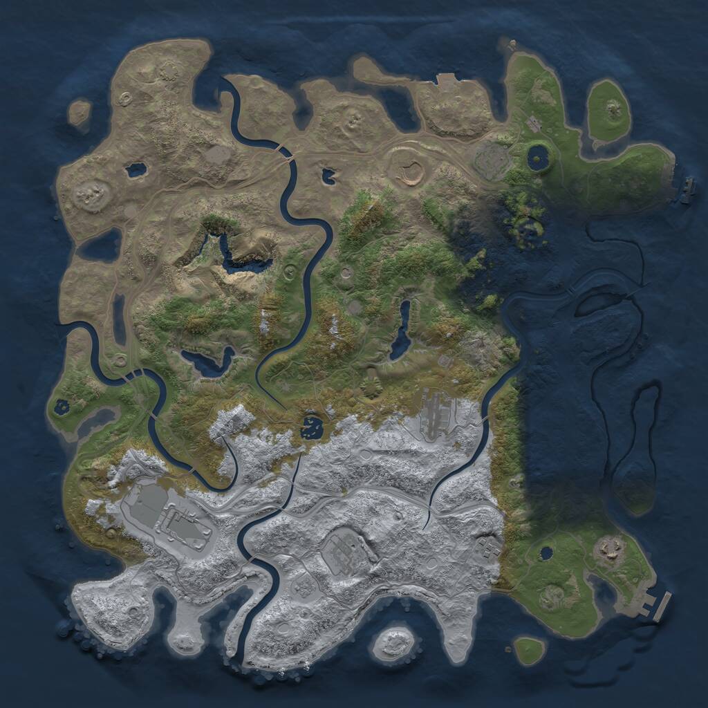 Rust Map: Procedural Map, Size: 4500, Seed: 206131568, 14 Monuments