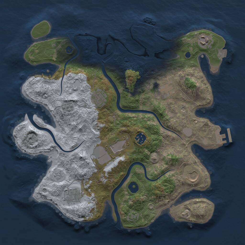 Rust Map: Procedural Map, Size: 3500, Seed: 135993893, 14 Monuments