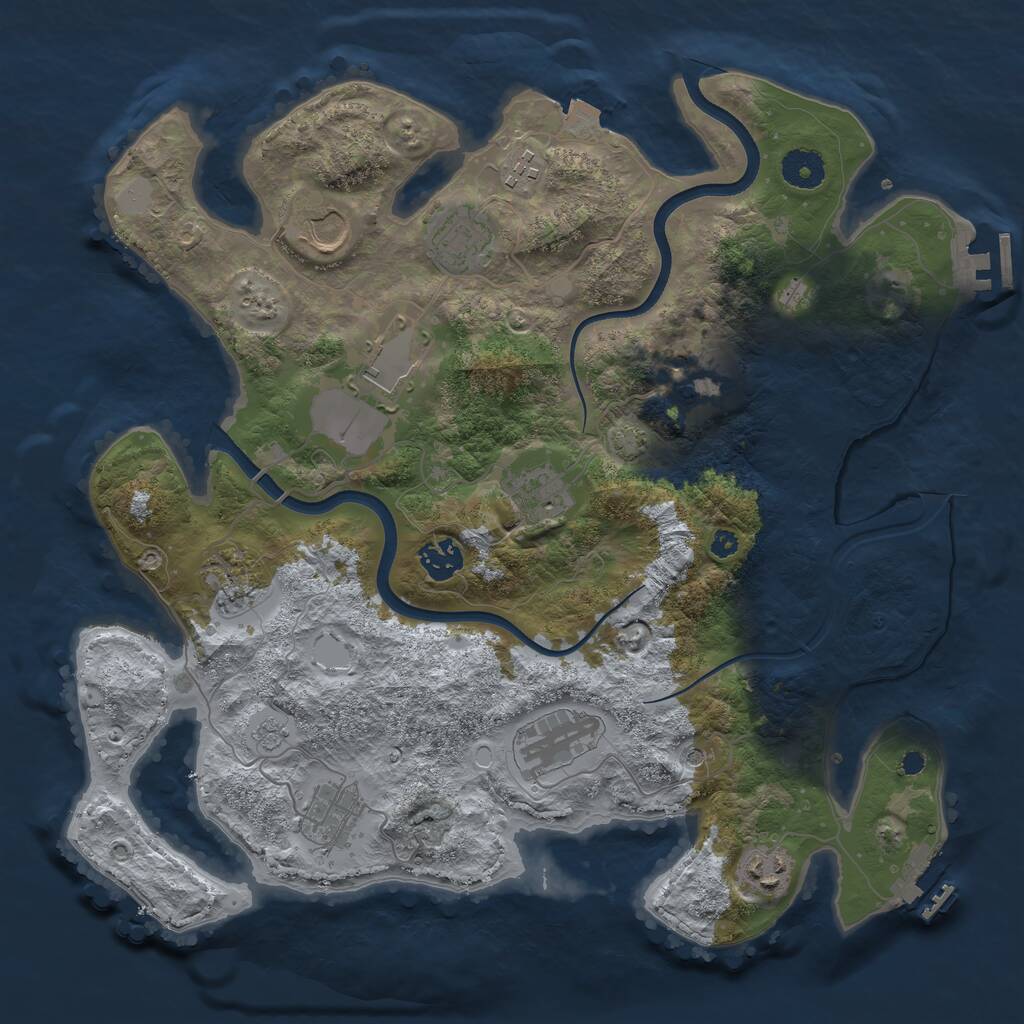 Rust Map: Procedural Map, Size: 3700, Seed: 1140450345, 17 Monuments