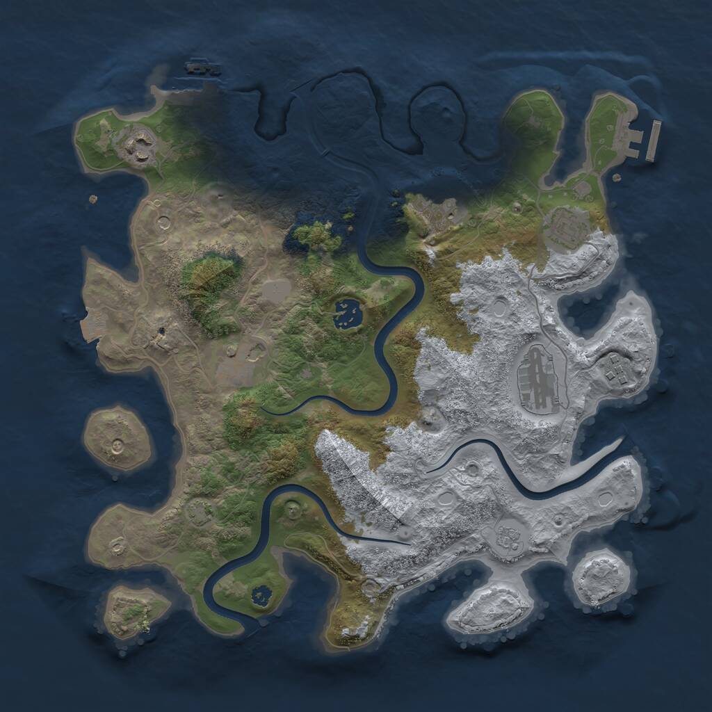 Rust Map: Procedural Map, Size: 3500, Seed: 1566046224, 13 Monuments