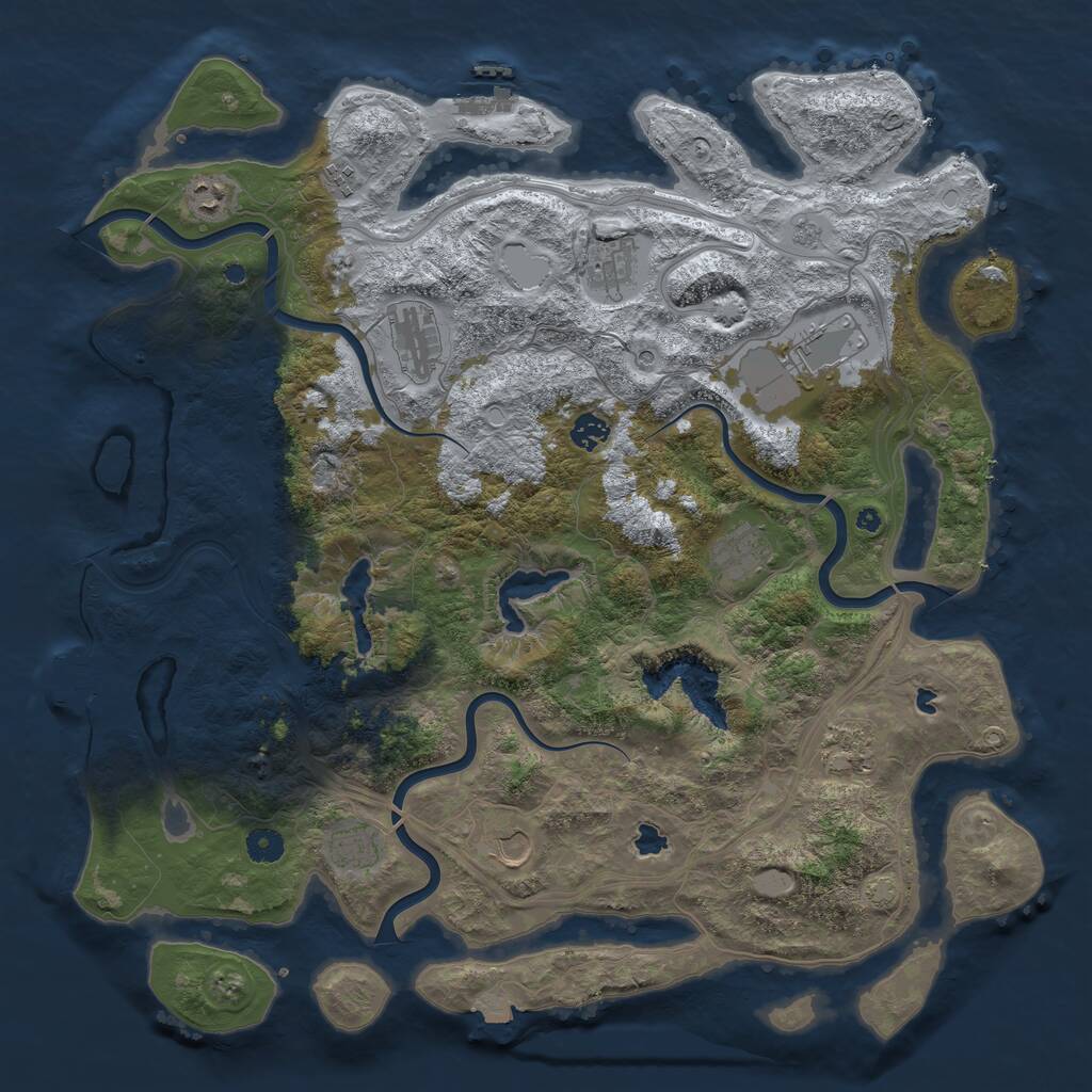 Rust Map: Procedural Map, Size: 4500, Seed: 1041463227, 16 Monuments