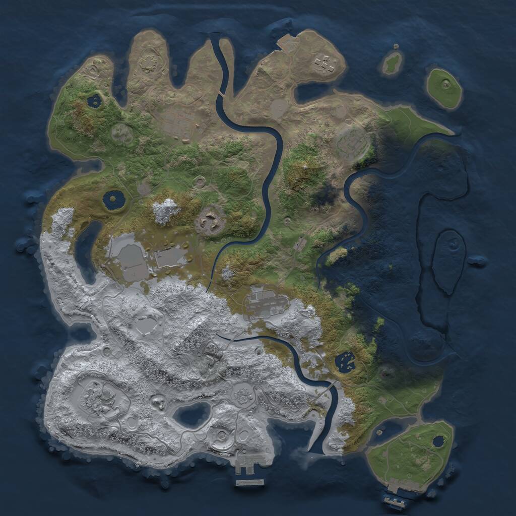 Rust Map: Procedural Map, Size: 3700, Seed: 18546387, 14 Monuments