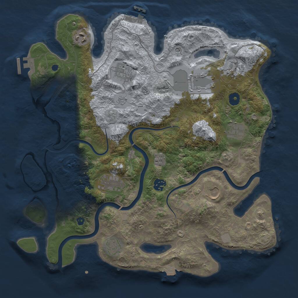 Rust Map: Procedural Map, Size: 3700, Seed: 2138250005, 16 Monuments