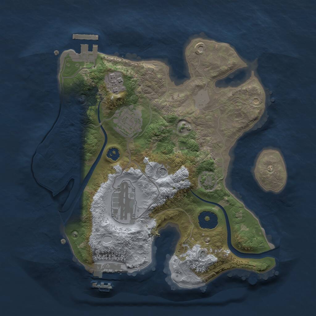 Rust Map: Procedural Map, Size: 2500, Seed: 578369846, 8 Monuments