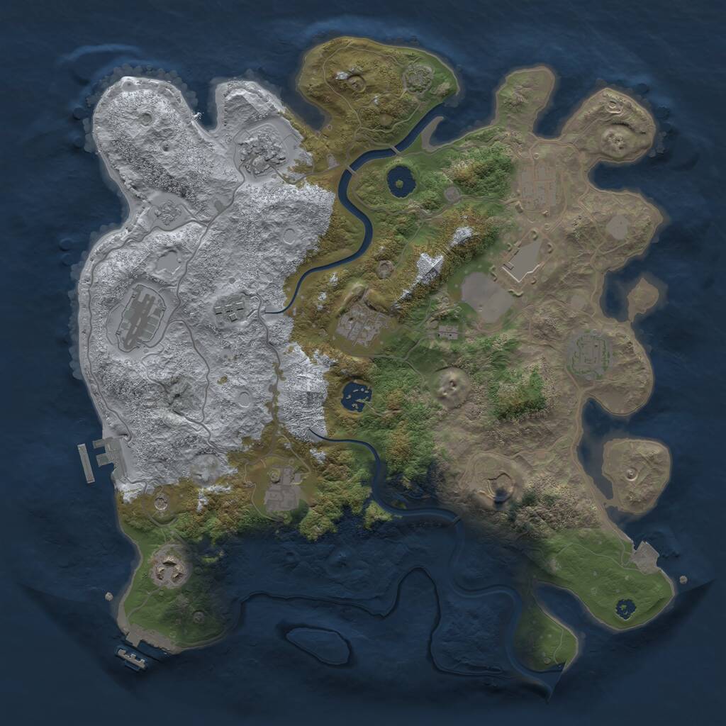 Rust Map: Procedural Map, Size: 3700, Seed: 396354070, 17 Monuments