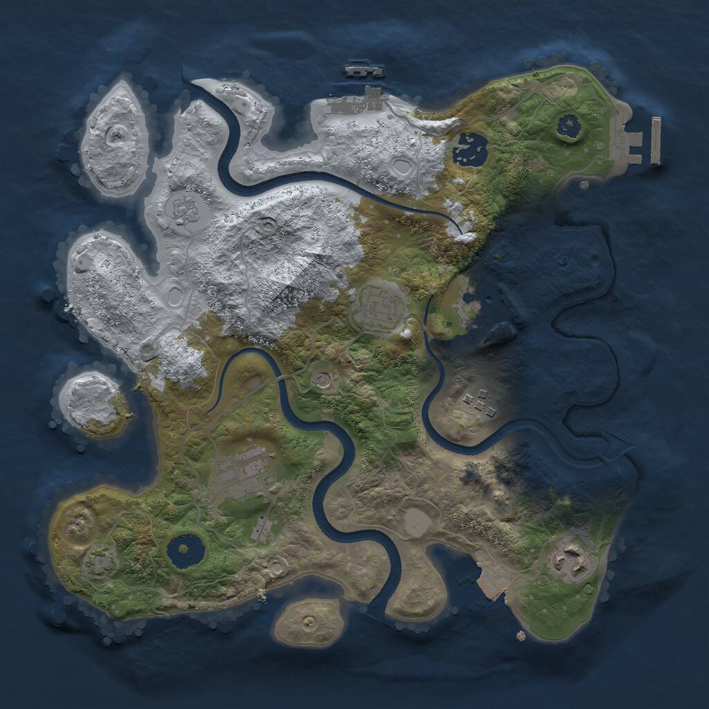 Rust Map: Procedural Map, Size: 3000, Seed: 66674575, 12 Monuments