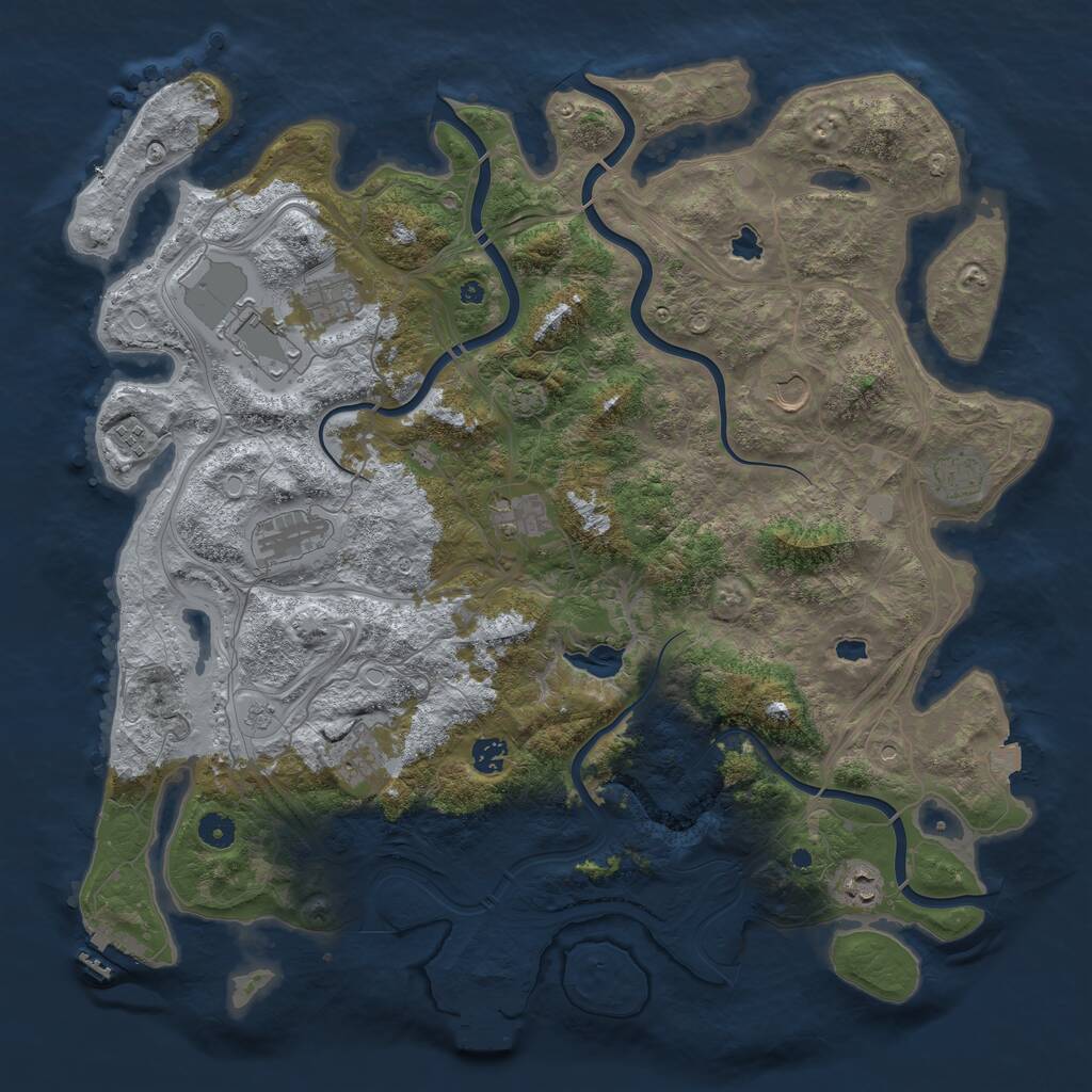Rust Map: Procedural Map, Size: 4500, Seed: 1425275171, 16 Monuments