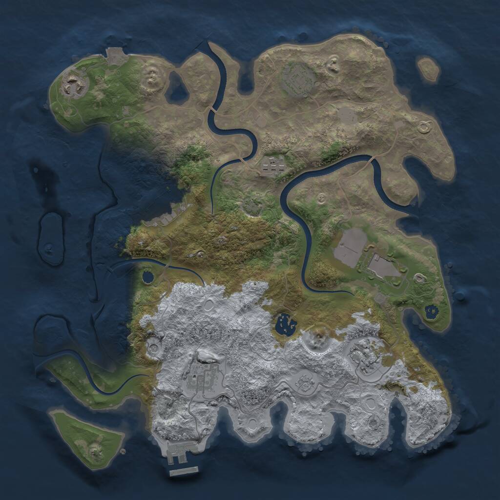 Rust Map: Procedural Map, Size: 3500, Seed: 912734, 13 Monuments