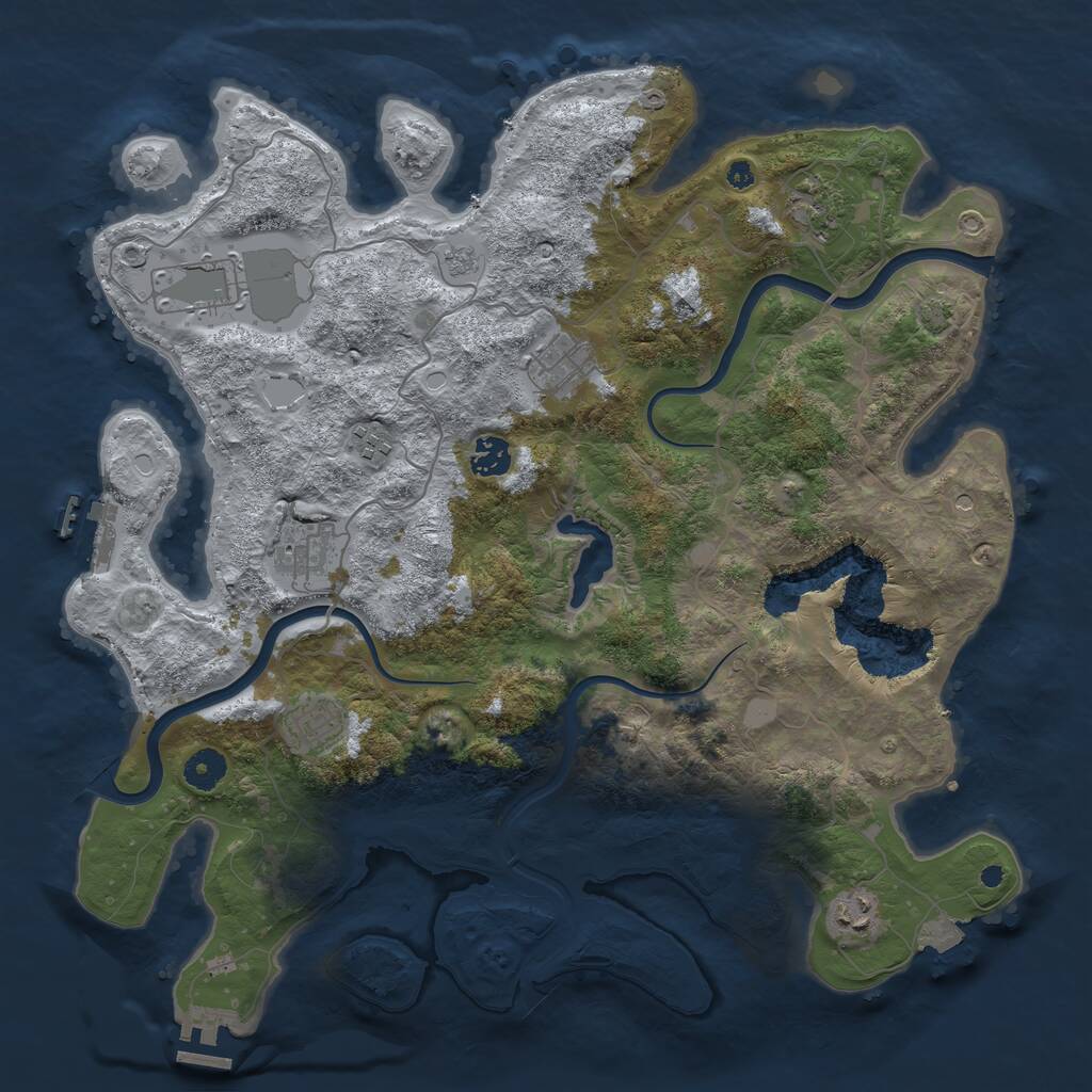 Rust Map: Procedural Map, Size: 4000, Seed: 847809501, 14 Monuments
