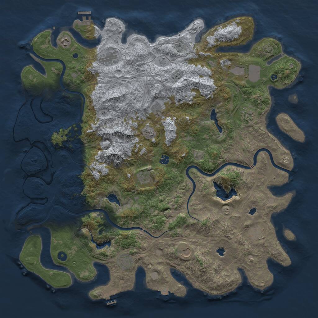 Rust Map: Procedural Map, Size: 5000, Seed: 1075607710, 17 Monuments