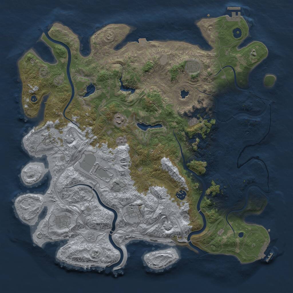 Rust Map: Procedural Map, Size: 4500, Seed: 1317558467, 15 Monuments