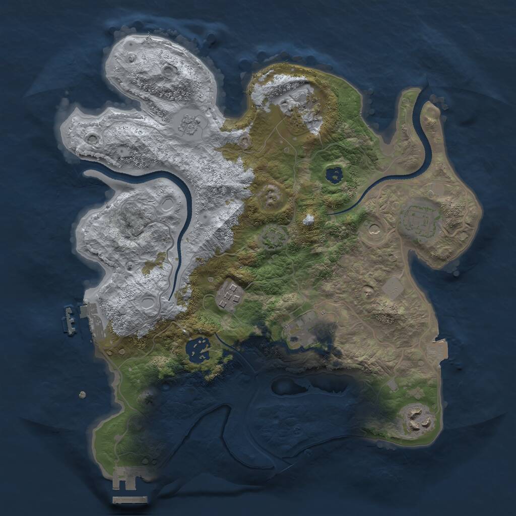 Rust Map: Procedural Map, Size: 3000, Seed: 454037077, 12 Monuments