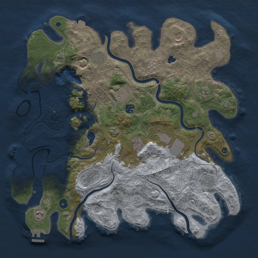 Rust Map: Procedural Map, Size: 4250, Seed: 1111480339, 17 Monuments