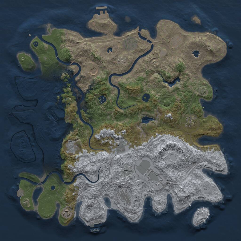 Rust Map: Procedural Map, Size: 4500, Seed: 431316781, 17 Monuments
