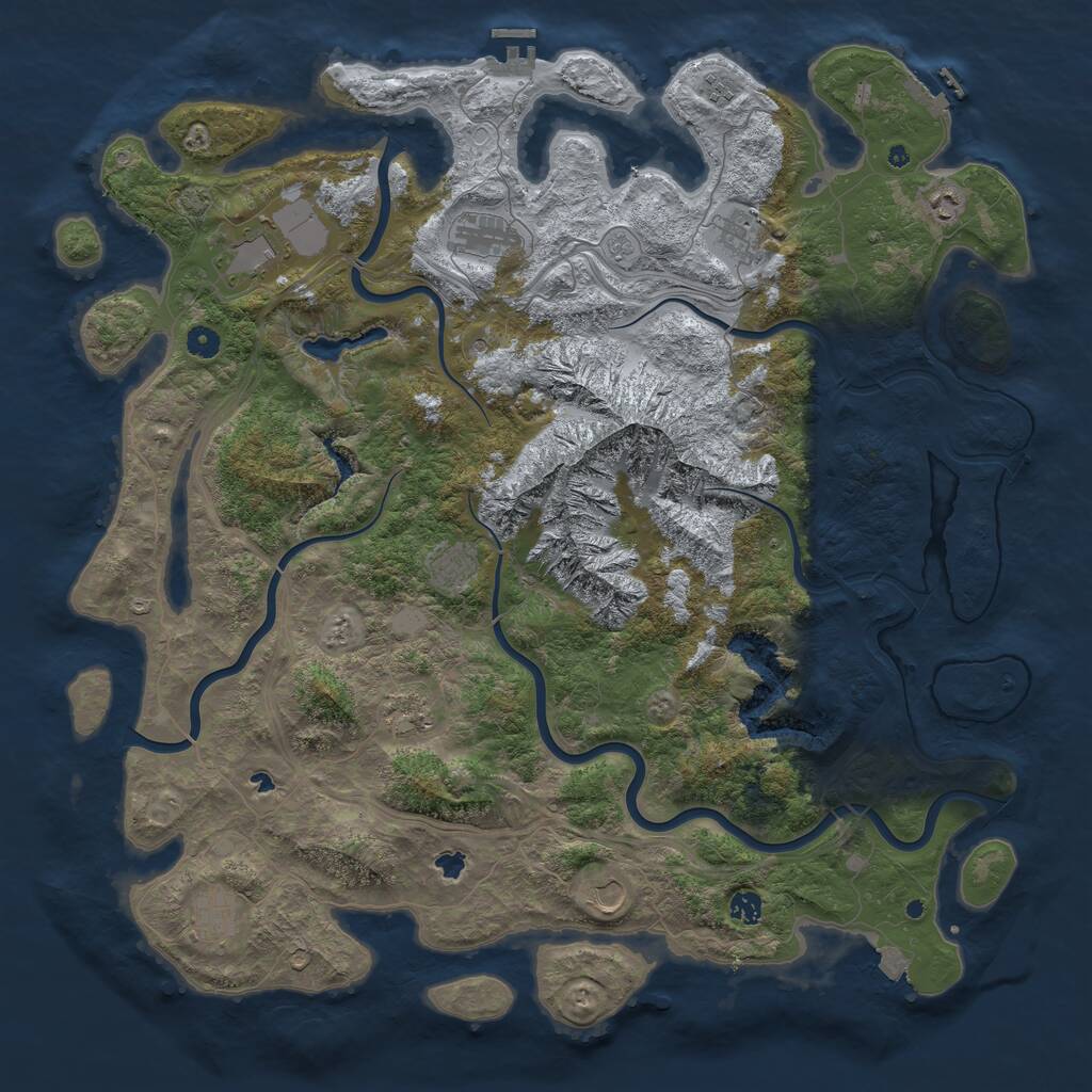 Rust Map: Procedural Map, Size: 5000, Seed: 1211512721, 16 Monuments