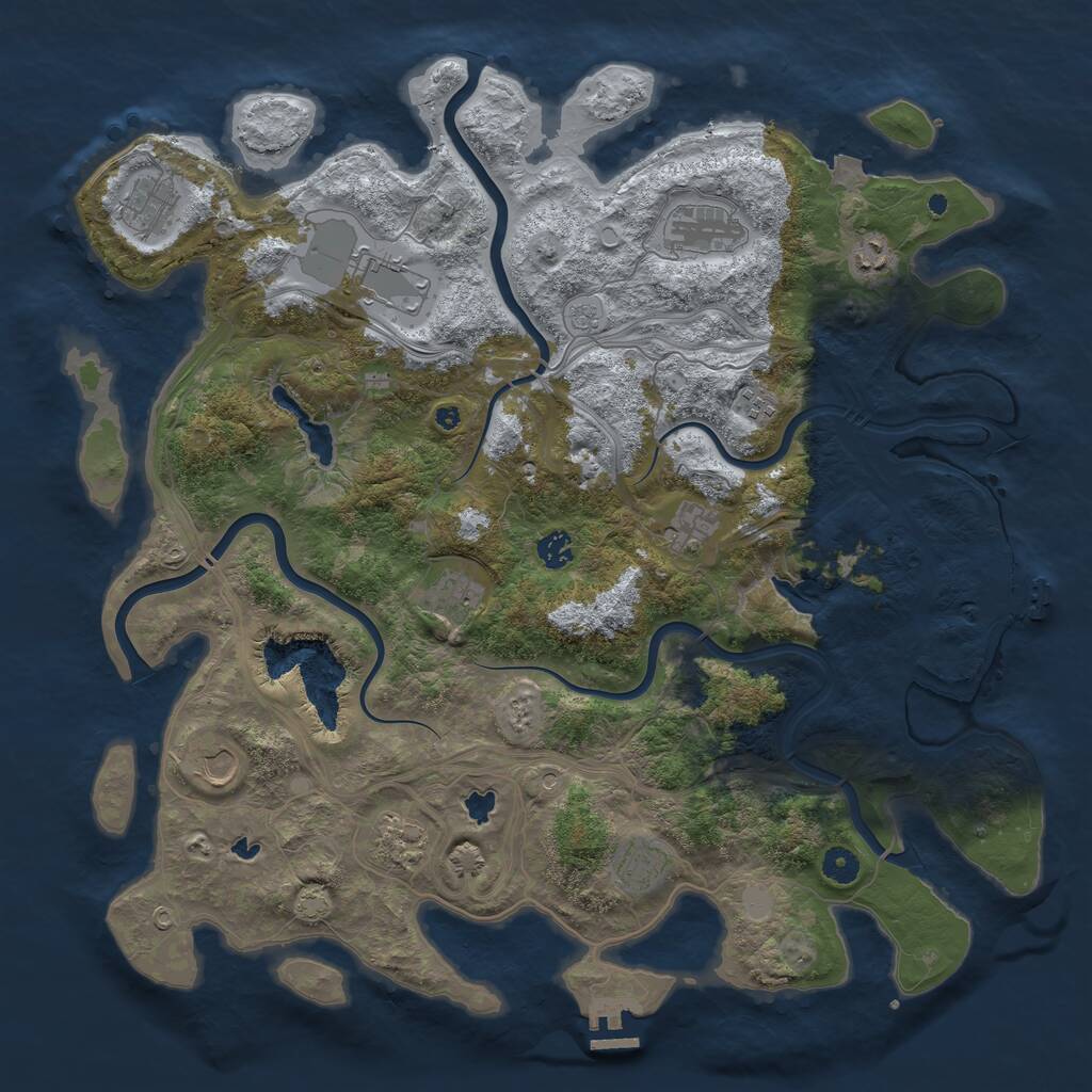 Rust Map: Procedural Map, Size: 4500, Seed: 352455763, 17 Monuments