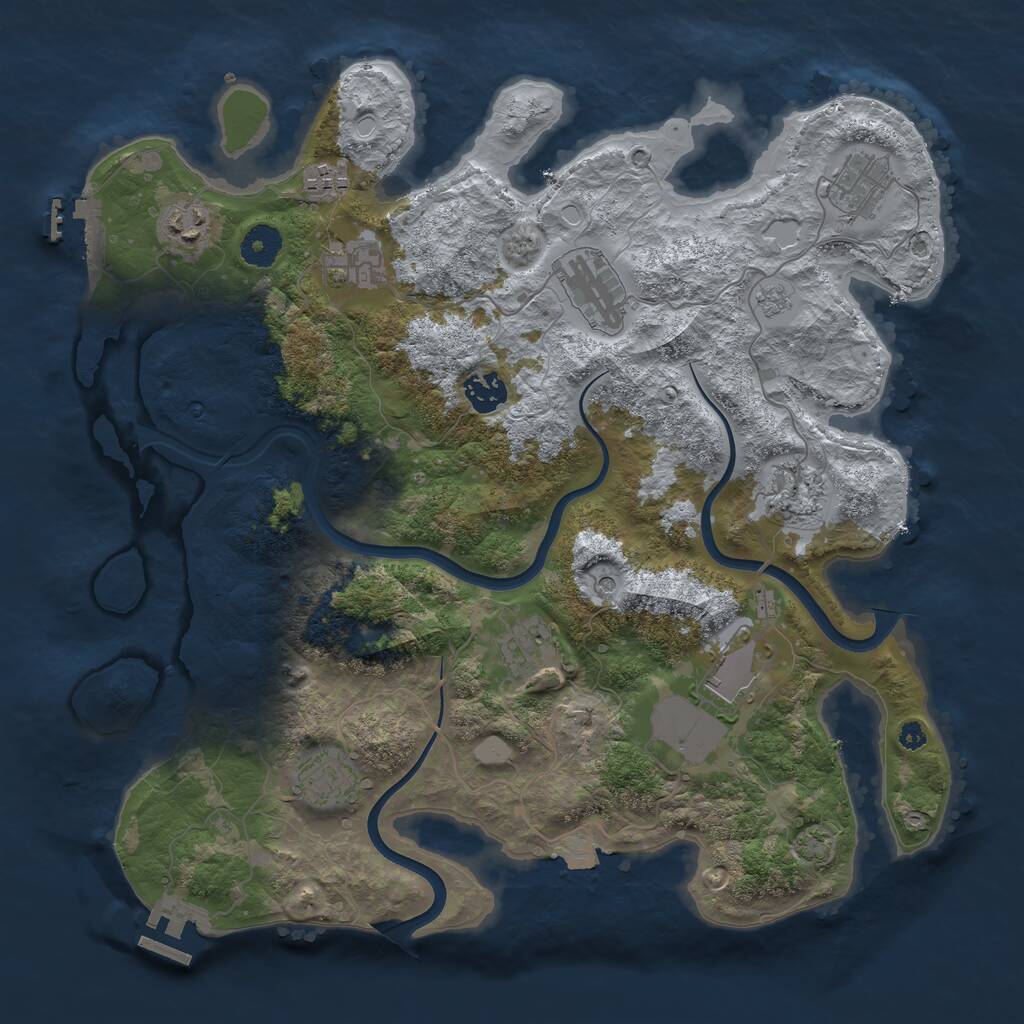 Rust Map: Procedural Map, Size: 3750, Seed: 231797577, 16 Monuments