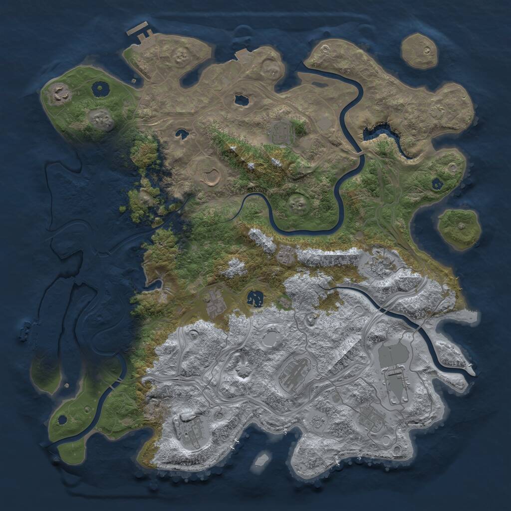 Rust Map: Procedural Map, Size: 4500, Seed: 2057432995, 17 Monuments