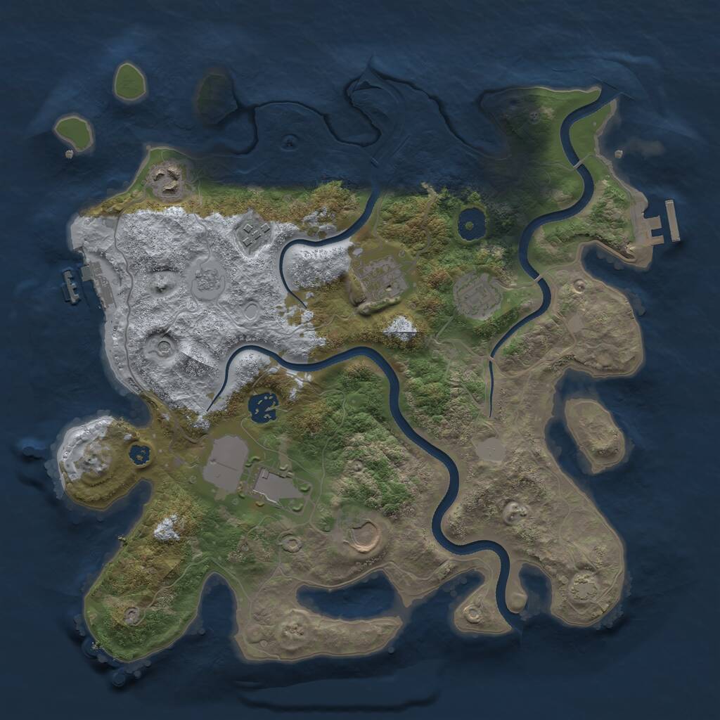 Rust Map: Procedural Map, Size: 3500, Seed: 1192169677, 13 Monuments