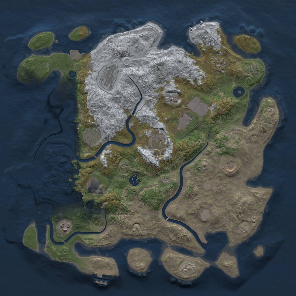 Rust Map: Procedural Map, Size: 3900, Seed: 85411, 16 Monuments