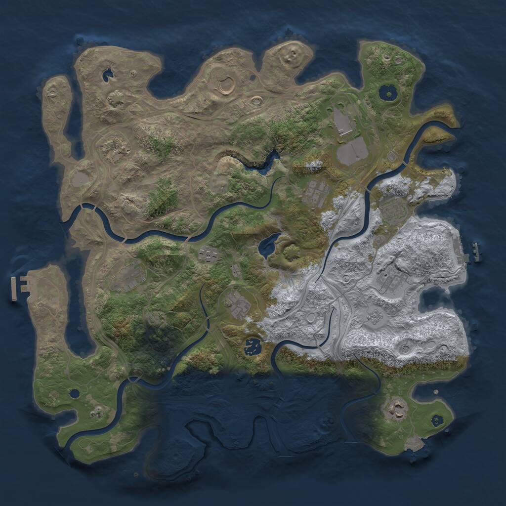Rust Map: Procedural Map, Size: 4250, Seed: 418791608, 17 Monuments