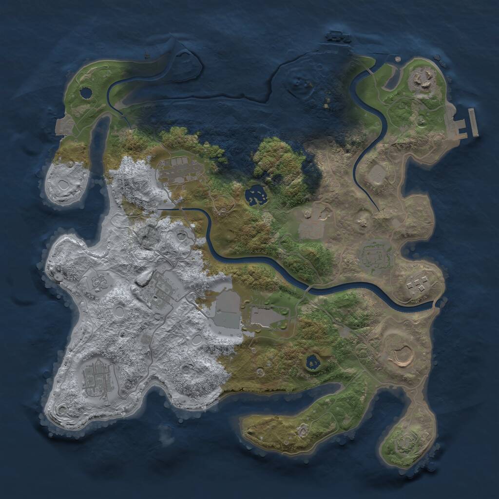 Rust Map: Procedural Map, Size: 3500, Seed: 1143387909, 16 Monuments