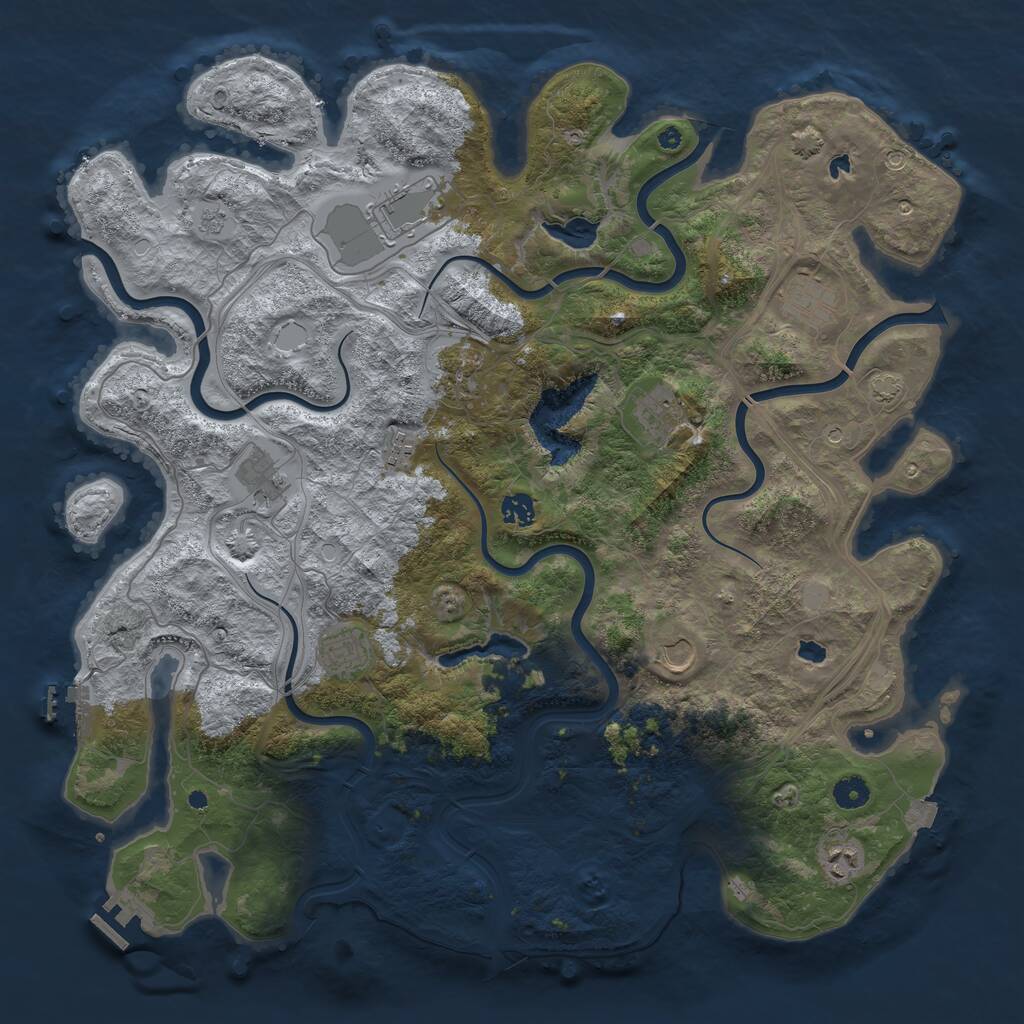 Rust Map: Procedural Map, Size: 4500, Seed: 158421120, 16 Monuments