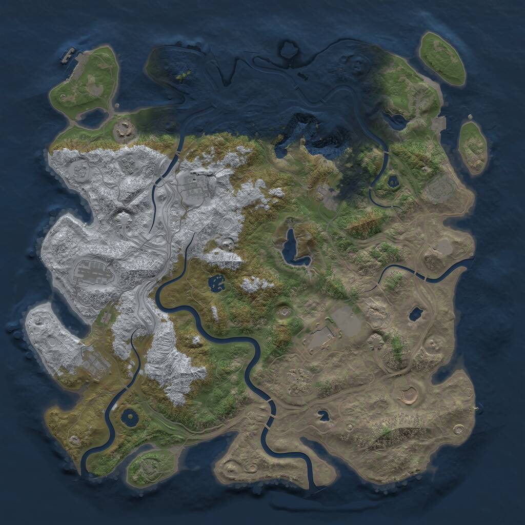Rust Map: Procedural Map, Size: 4500, Seed: 56281867, 16 Monuments