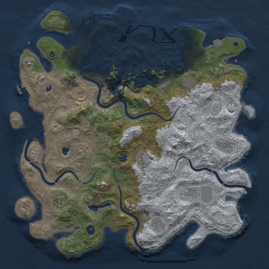 Rust Map: Procedural Map, Size: 4500, Seed: 1697443106, 17 Monuments