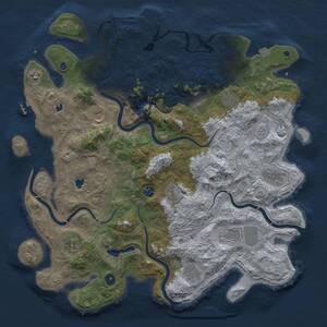Thumbnail Rust Map: Procedural Map, Size: 4500, Seed: 1697443106, 17 Monuments