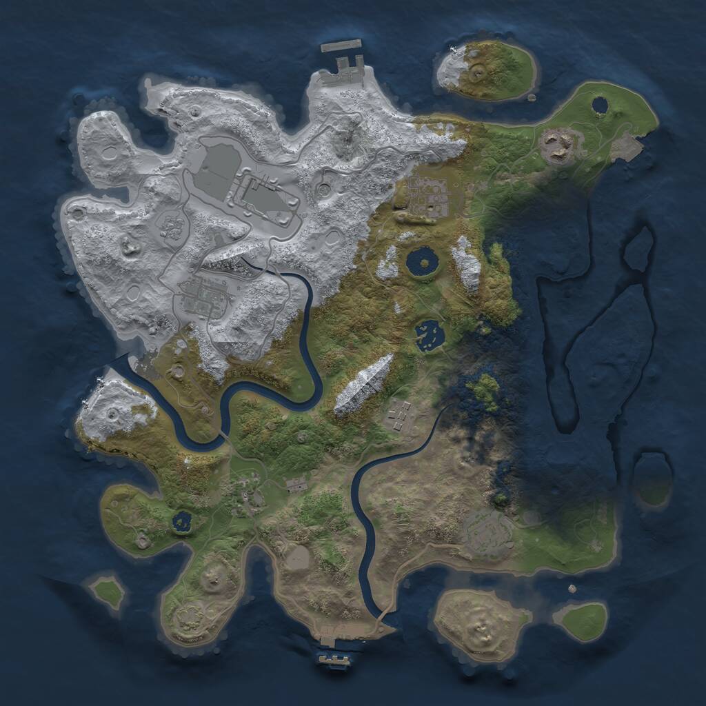 Rust Map: Procedural Map, Size: 3500, Seed: 2065785494, 14 Monuments