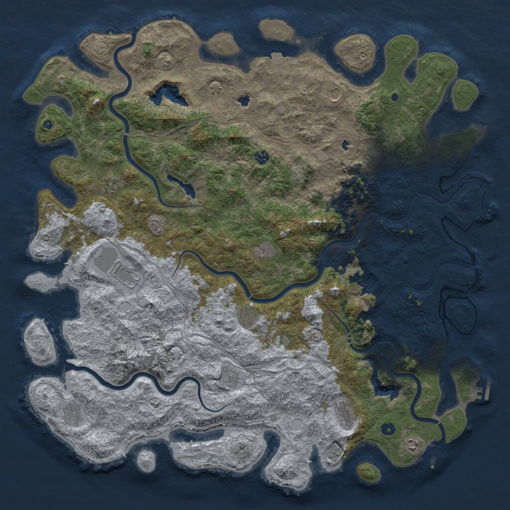 Rust Map: Procedural Map, Size: 5600, Seed: 1190804042, 17 Monuments