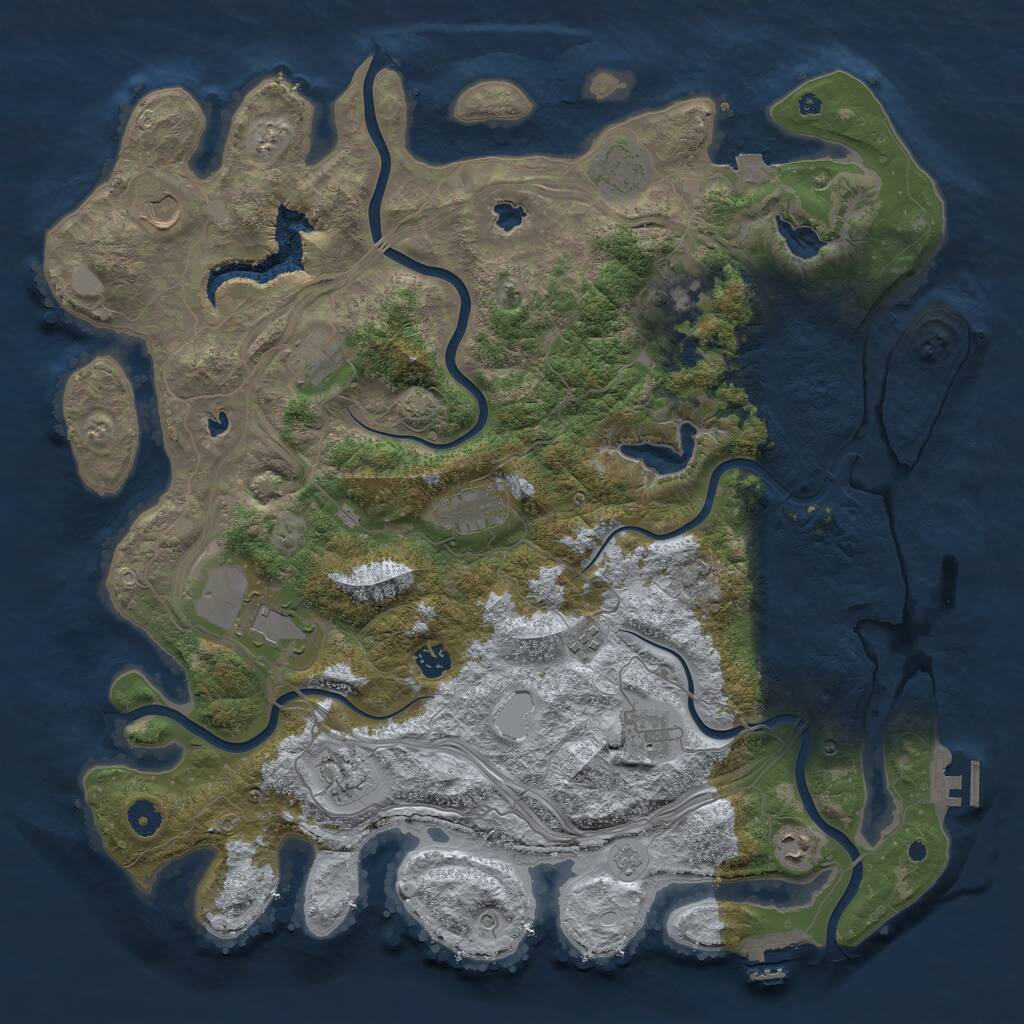 Rust Map: Procedural Map, Size: 4500, Seed: 1596847960, 17 Monuments
