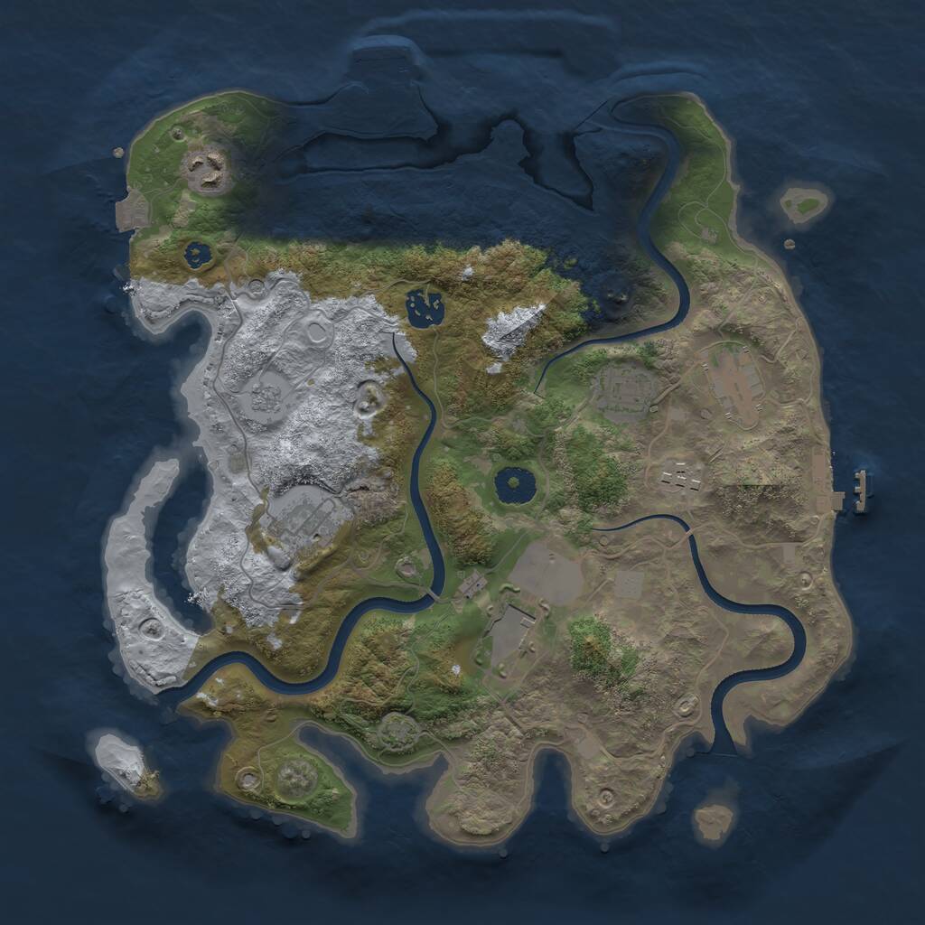 Rust Map: Procedural Map, Size: 3500, Seed: 1288116210, 13 Monuments