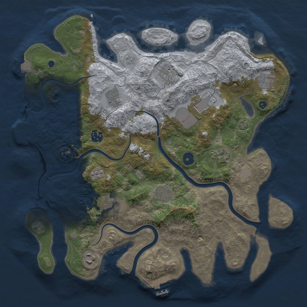 Rust Map: Procedural Map, Size: 3800, Seed: 1111110007, 16 Monuments