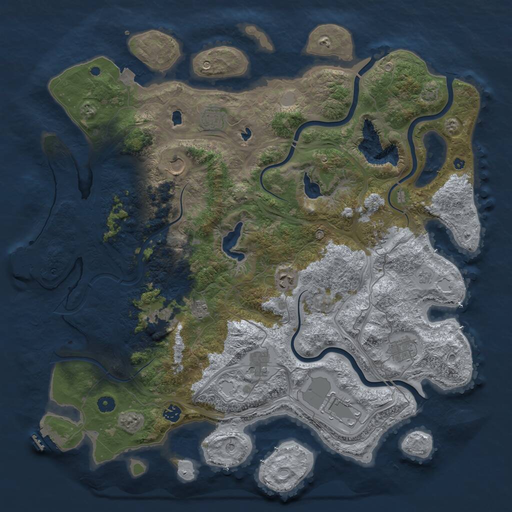 Rust Map: Procedural Map, Size: 4500, Seed: 1195895417, 16 Monuments