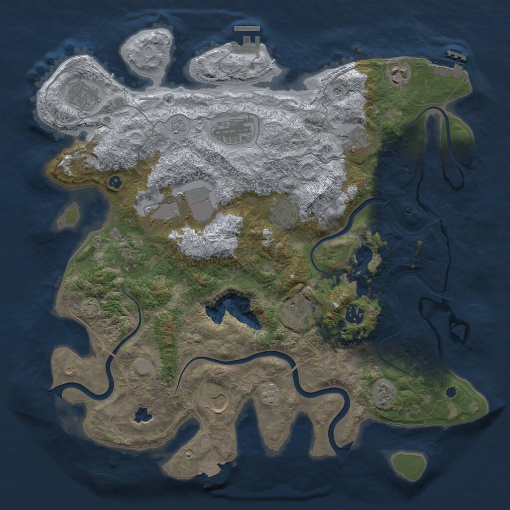 Rust Map: Procedural Map, Size: 4000, Seed: 1642434558, 17 Monuments