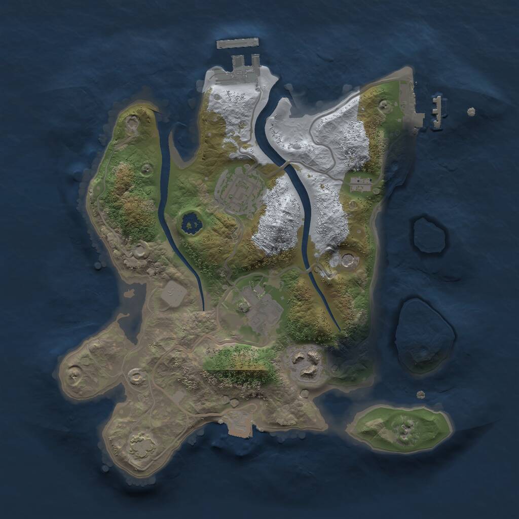 Rust Map: Procedural Map, Size: 2500, Seed: 564389574, 8 Monuments