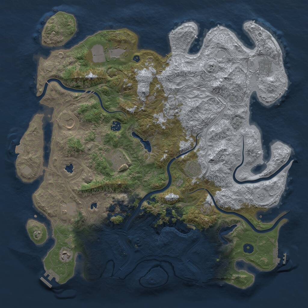 Rust Map: Procedural Map, Size: 4500, Seed: 1493380564, 16 Monuments