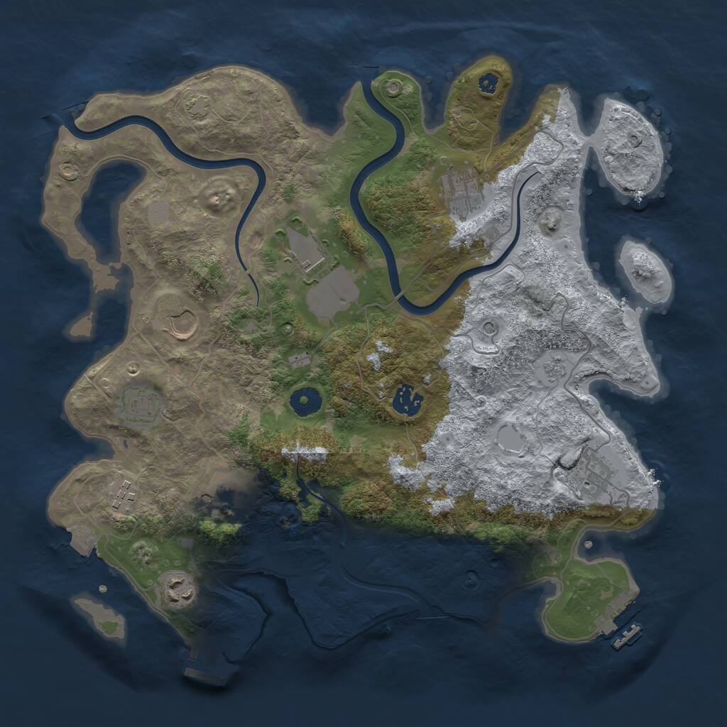 Rust Map: Procedural Map, Size: 3650, Seed: 53117389, 15 Monuments