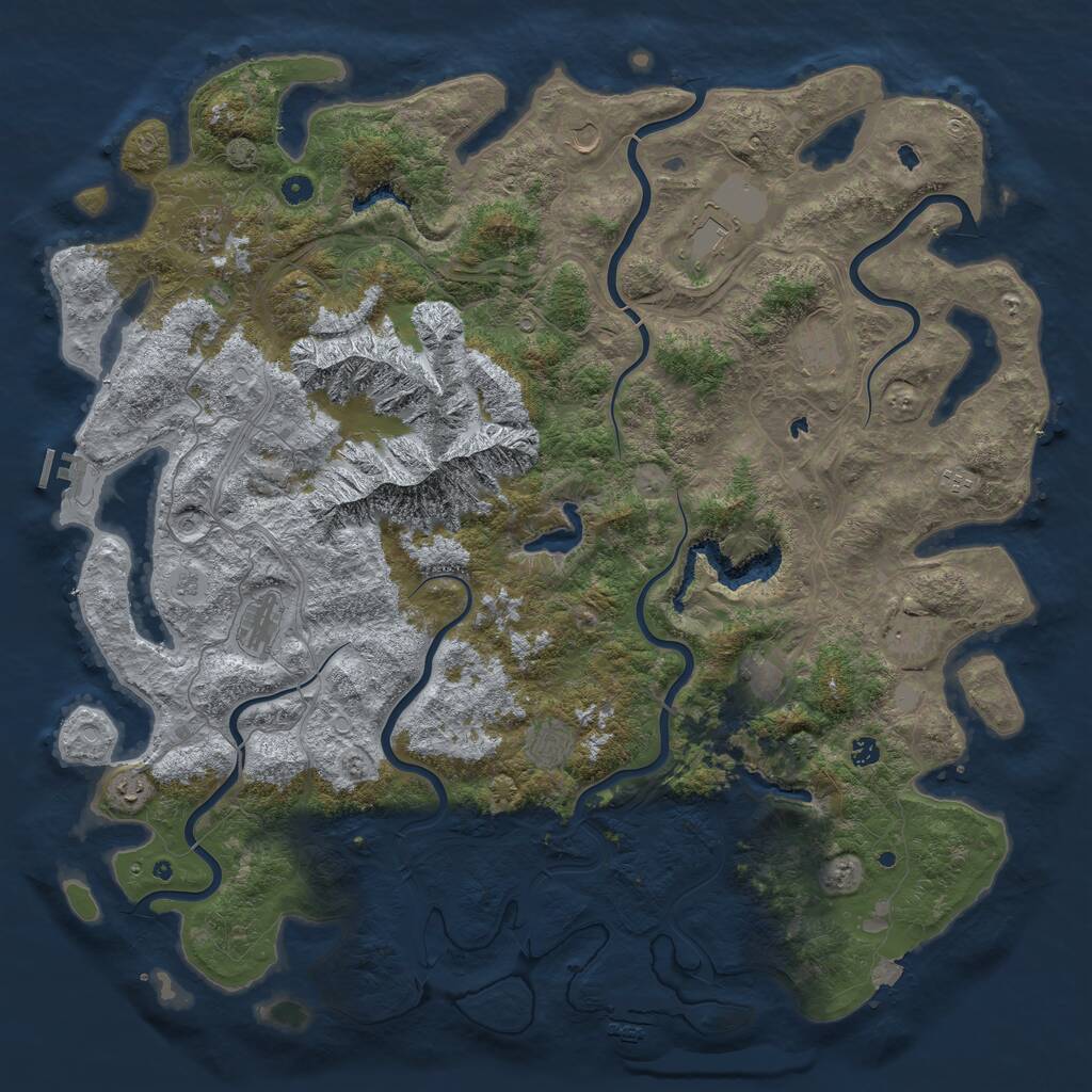 Rust Map: Procedural Map, Size: 5500, Seed: 2106498209, 17 Monuments