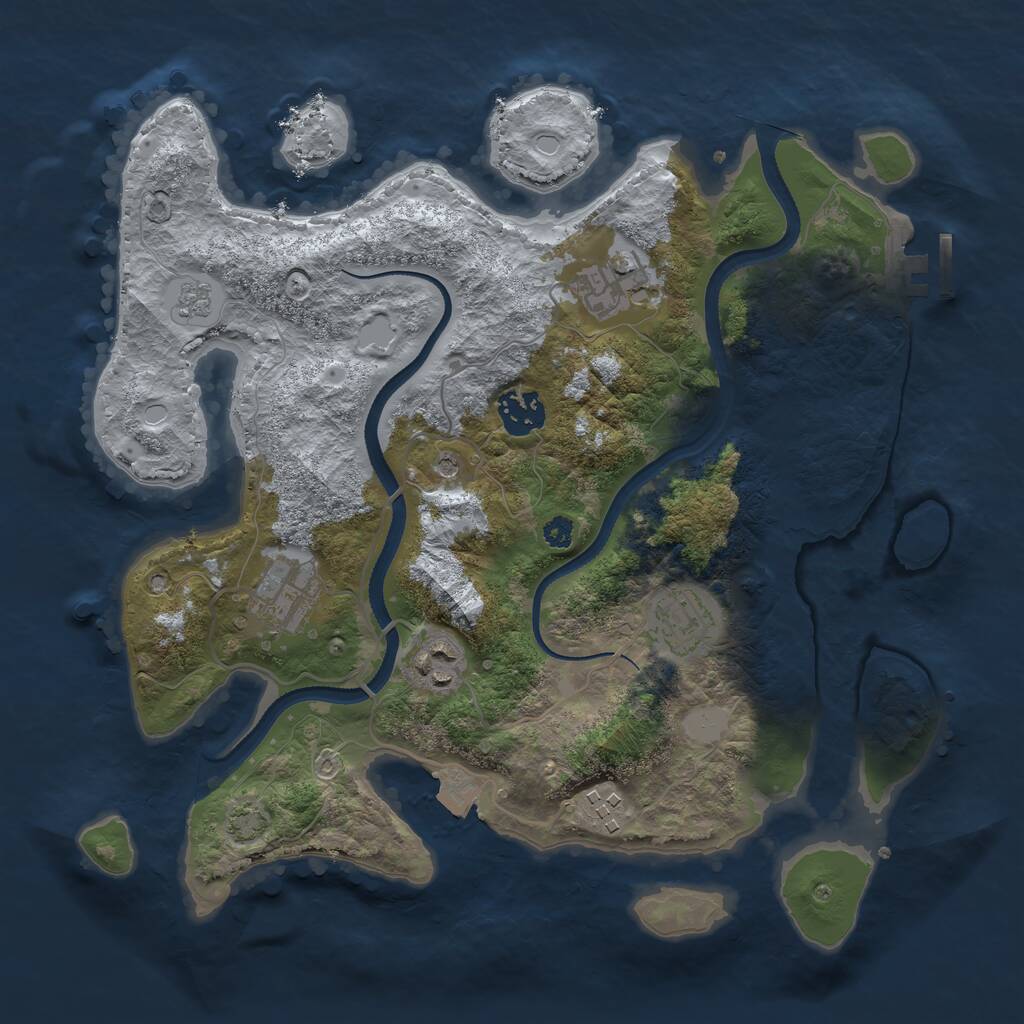 Rust Map: Procedural Map, Size: 3300, Seed: 1345272610, 11 Monuments