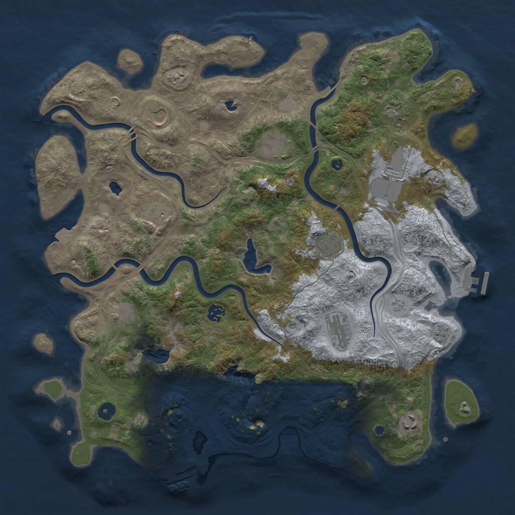Rust Map: Procedural Map, Size: 4500, Seed: 1857230096, 17 Monuments