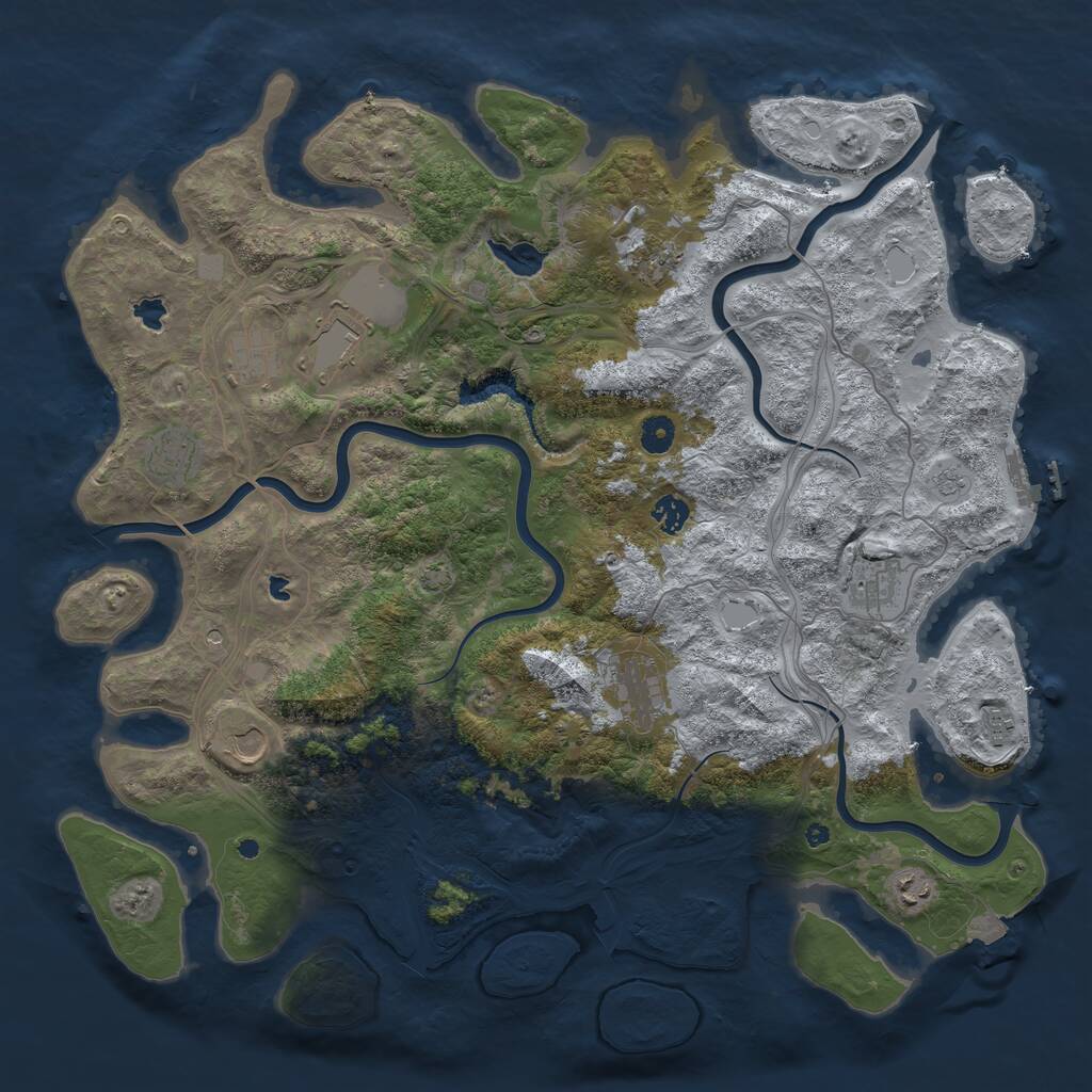 Rust Map: Procedural Map, Size: 4500, Seed: 685600287, 15 Monuments