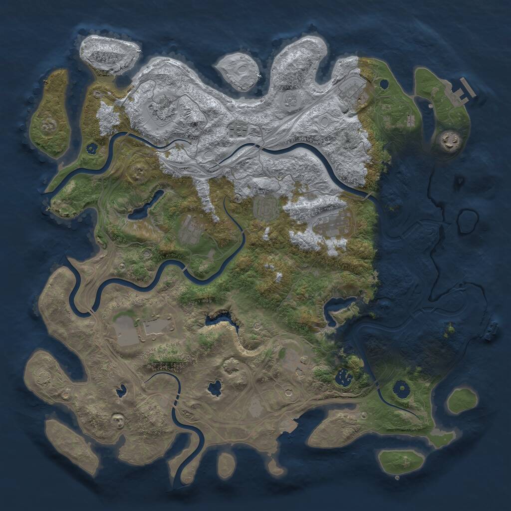 Rust Map: Procedural Map, Size: 4500, Seed: 2031118942, 16 Monuments