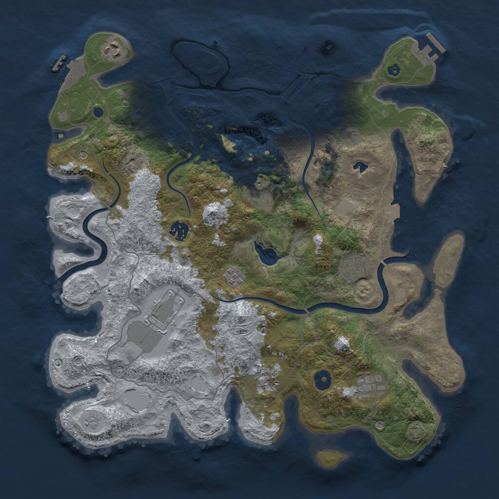 Rust Map: Procedural Map, Size: 4000, Seed: 875750234, 14 Monuments