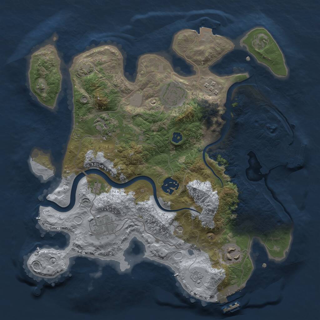 Rust Map: Procedural Map, Size: 3000, Seed: 1237769557, 12 Monuments