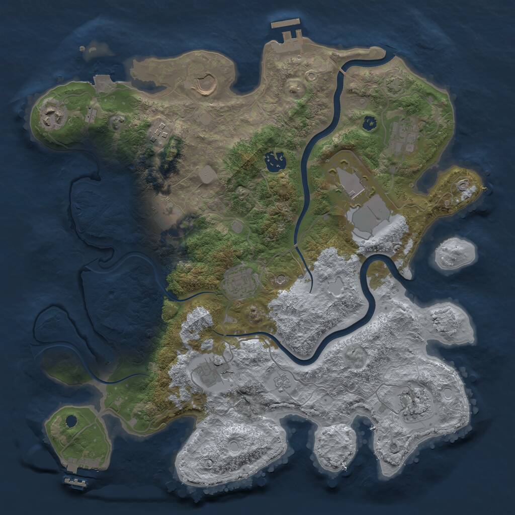 Rust Map: Procedural Map, Size: 3600, Seed: 1331288570, 16 Monuments