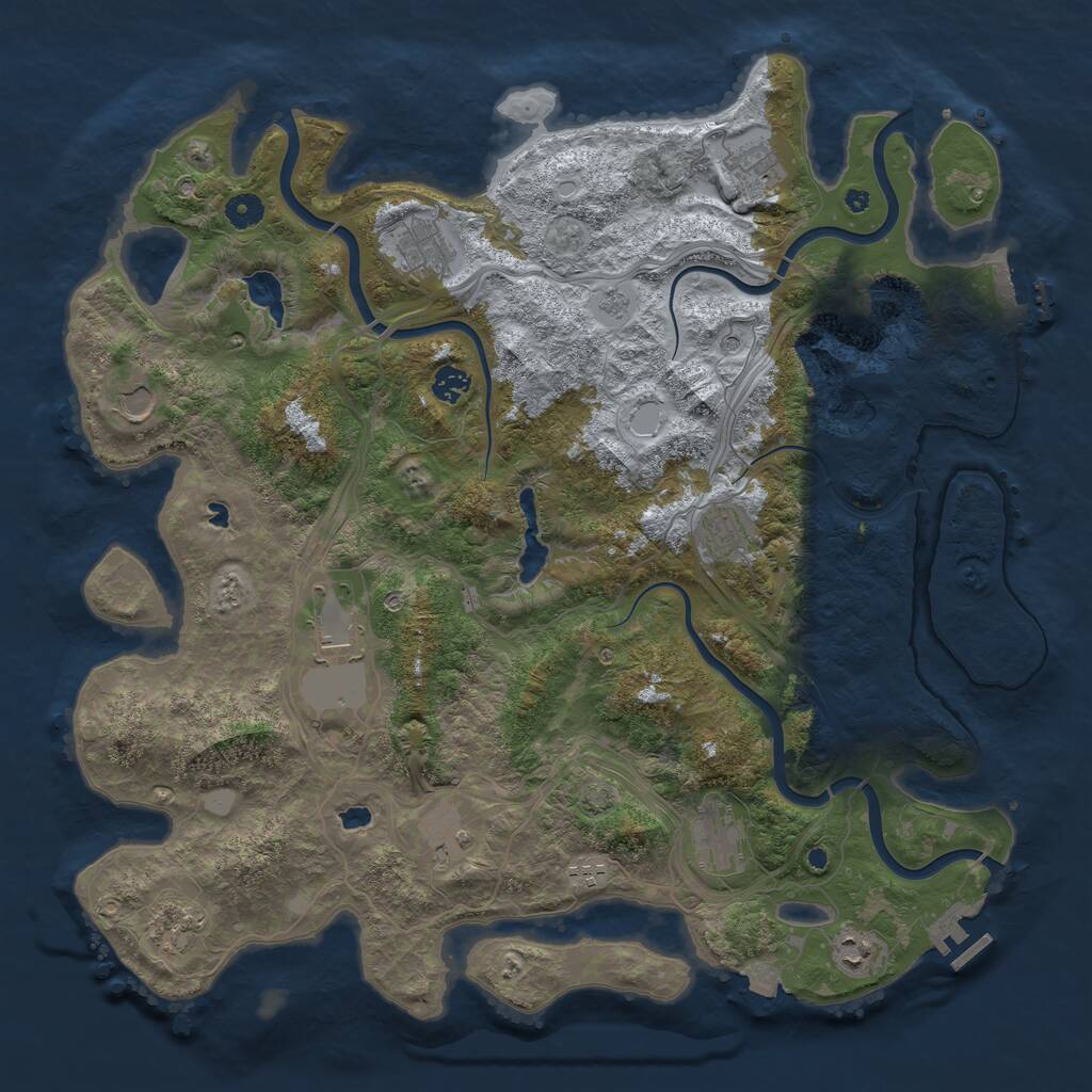Rust Map: Procedural Map, Size: 4500, Seed: 1212720346, 17 Monuments