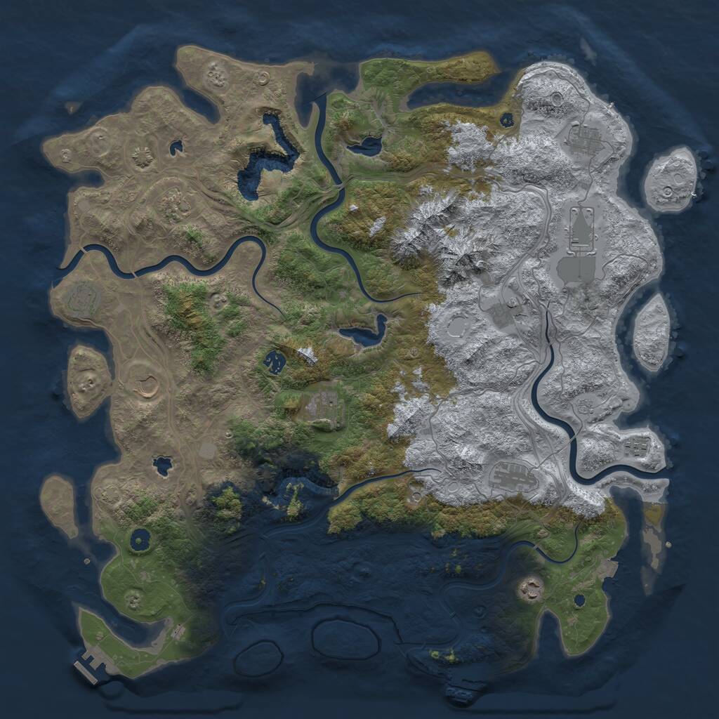 Rust Map: Procedural Map, Size: 5000, Seed: 2051150469, 17 Monuments
